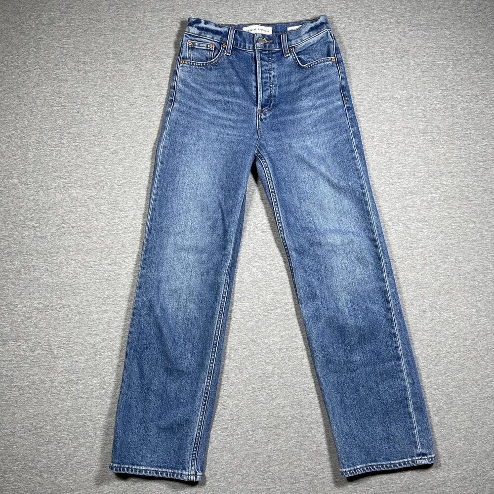 Denim Forum Jeans Womens 25 Blue The Arlo High Rise Straight 28L - Picture 1 of 10